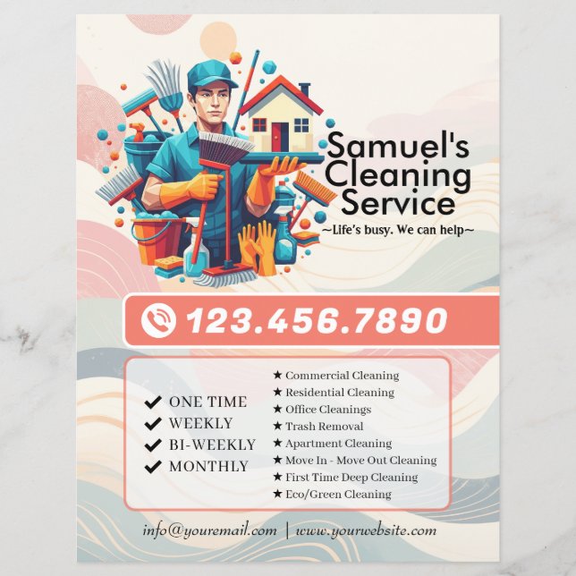 Modern House Cleaning Maid Service Housekeeping Flyer (Front)