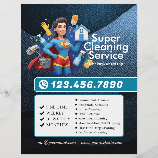 Modern House Cleaning Maid Service Housekeeping Flyer (Front)