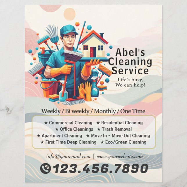 Modern House Cleaning Maid Service Housekeeping Flyer (Front)