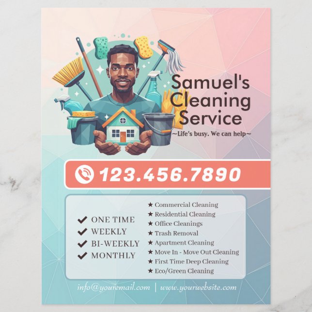 Modern House Cleaning Maid Service Housekeeping Flyer (Front)
