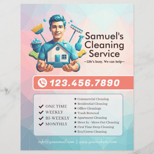 Modern House Cleaning Maid Service Housekeeping Flyer (Front)