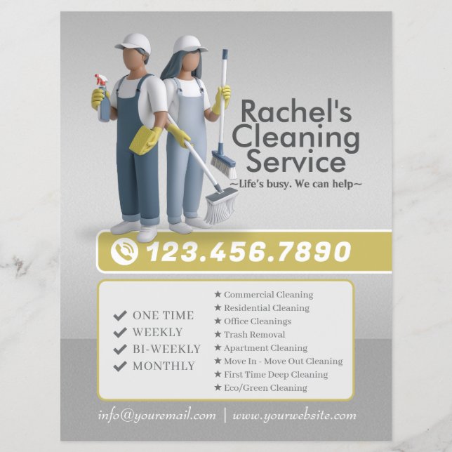 Modern House Cleaning Maid Service Housekeeping Flyer (Front)