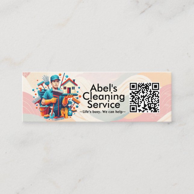 Modern House Cleaning Maid Service Housekeeping Mini Business Card (Front)