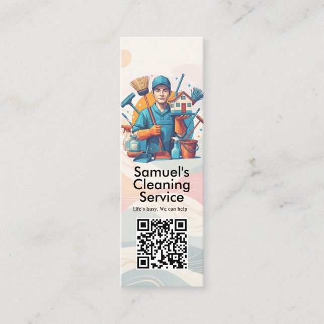 Modern House Cleaning Maid Service Housekeeping Mini Business Card (Front)