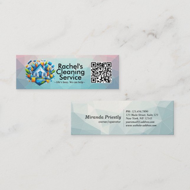 Modern House Cleaning Maid Service Housekeeping Mini Business Card (Front/Back)