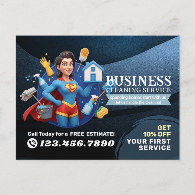 Modern House Cleaning Maid Service Housekeeping Postcard (Front)