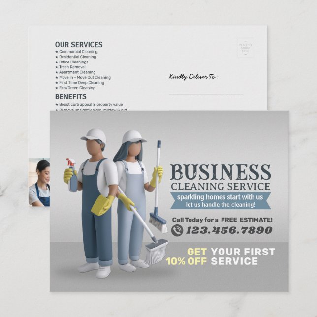 Modern House Cleaning Maid Service Housekeeping Postcard (Front/Back)