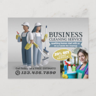 Modern House Cleaning Maid Service Housekeeping Postcard