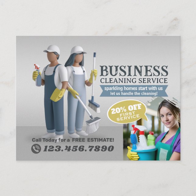 Modern House Cleaning Maid Service Housekeeping Postcard (Front)