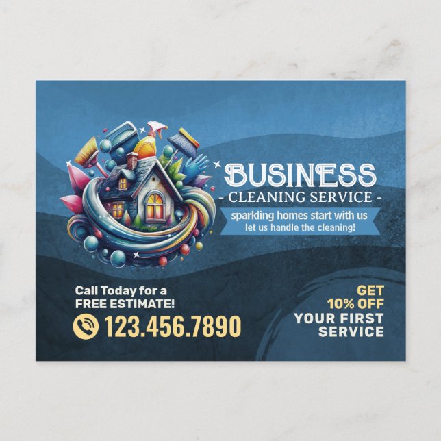 Modern House Cleaning Maid Service Housekeeping Postcard (Front)