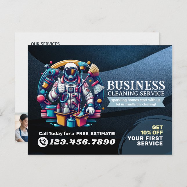 Modern House Cleaning Maid Service Housekeeping Postcard (Front/Back)