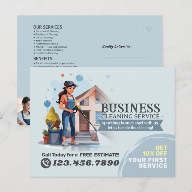 Modern House Cleaning Maid Service Housekeeping Postcard (Front/Back)