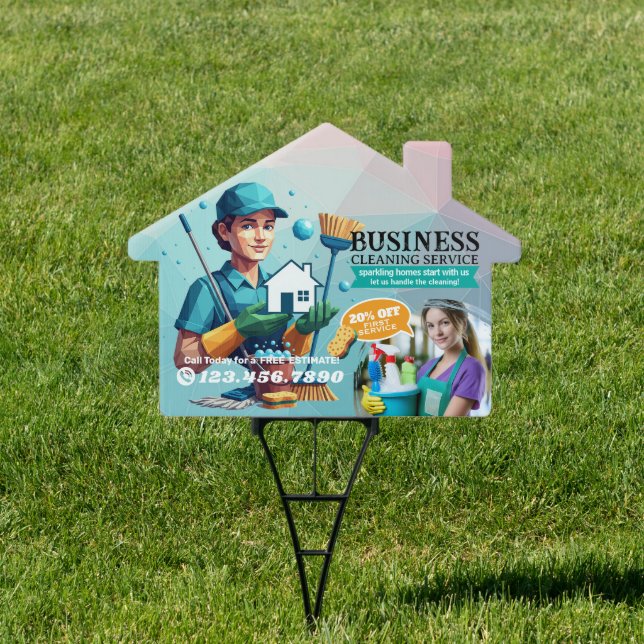 Modern House Cleaning Maid Service Housekeeping Sign (Insitu)