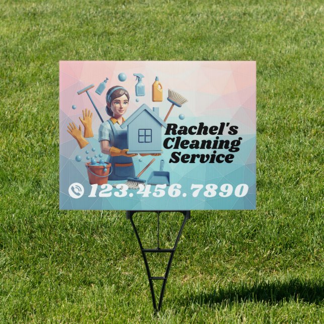 Modern House Cleaning Maid Service Housekeeping Sign (Insitu)