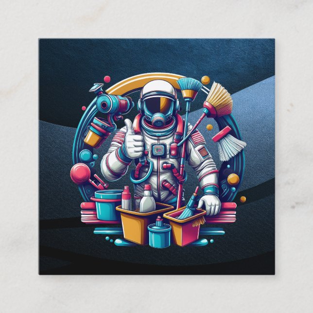 Modern House Cleaning Maid Service Housekeeping Square Business Card (Front)