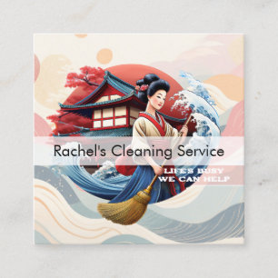 Modern House Cleaning Maid Service Housekeeping Square Business Card