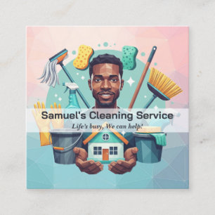 Modern House Cleaning Maid Service Housekeeping Square Business Card
