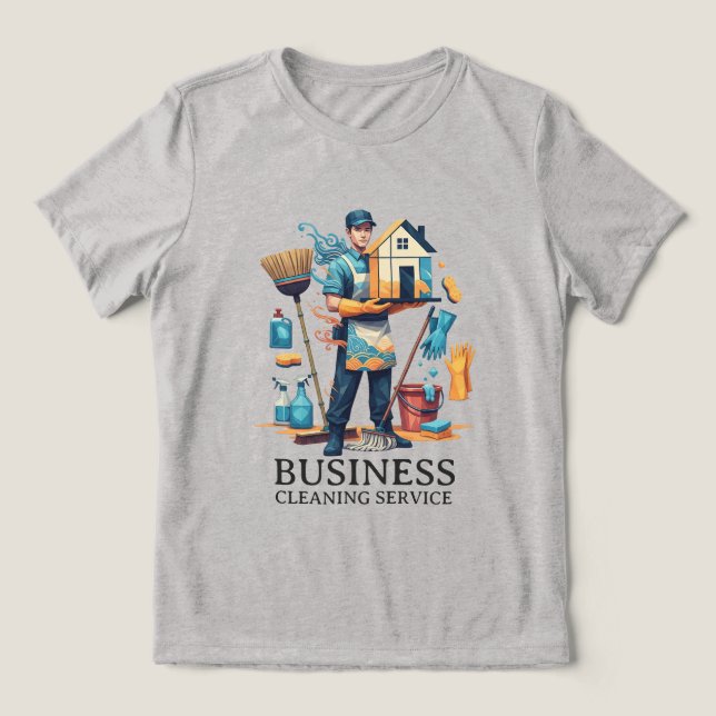 Modern House Cleaning Maid Service Housekeeping Tri-Blend Shirt (Design Front)