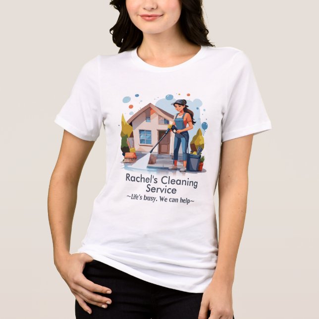 Modern House Cleaning Maid Service Housekeeping Tri-Blend Shirt (Front)