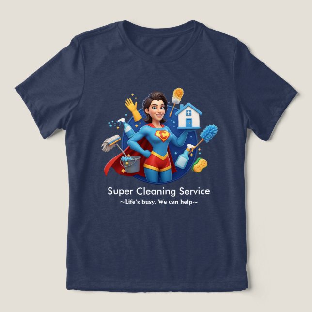 Modern House Cleaning Maid Service Housekeeping Tri-Blend Shirt (Design Front)