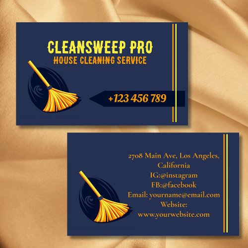 Modern House Cleaning Maid Service Logo Business Card