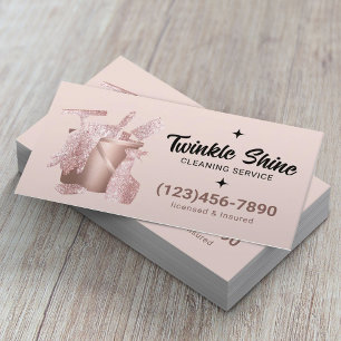 Modern House Cleaning Service Blush Pink Business Card