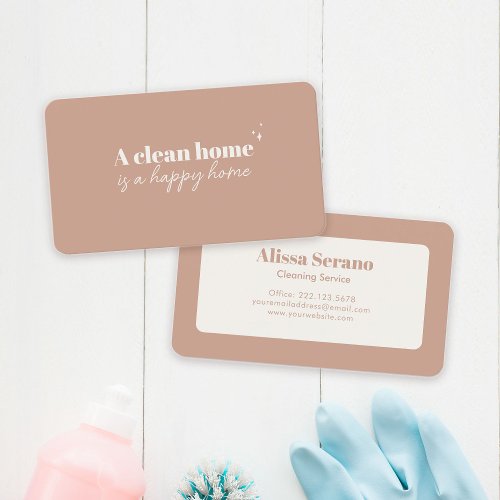 Modern House Cleaning Service Boho Blush Maid  Business Card