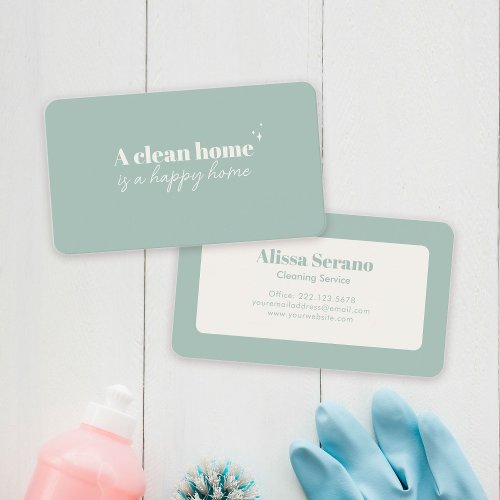 Modern House Cleaning Service Dusty Green Maid  Business Card