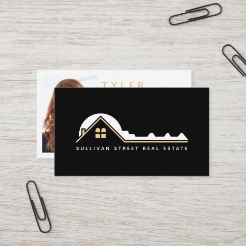 Modern House Key Photo Real Estate Agent Business Card