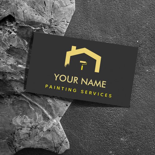Modern House Painting Brush Shades of Yellow Black Business Card