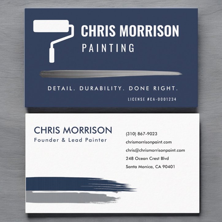 Modern House Painting Service Navy Blue Business Card
