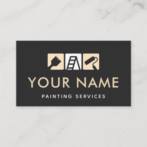 Modern House Painting Services Brush Roller Ladder Business Card