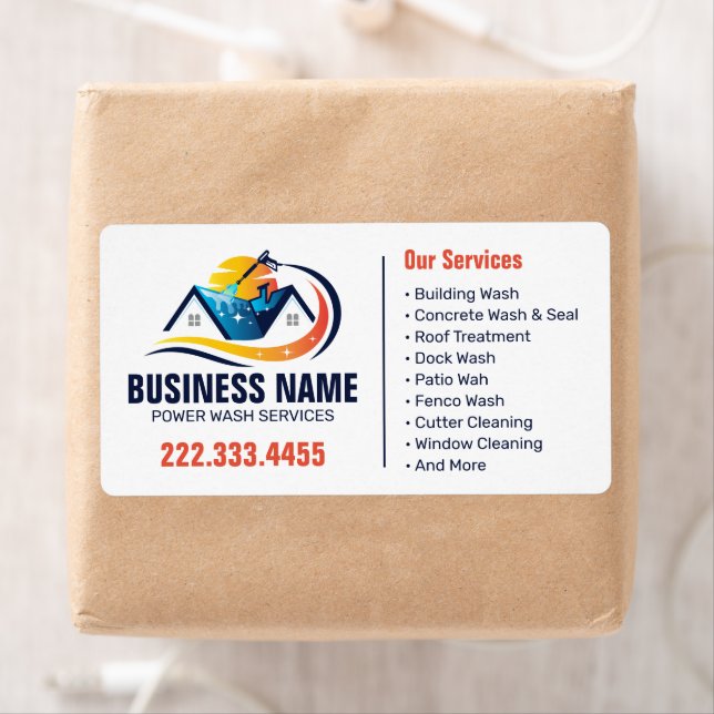 Modern House Power Wash Cleaning Services Label (Insitu)