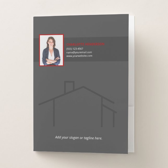 Modern House Real Estate Custom Logo Photo Pocket Folder (Front)