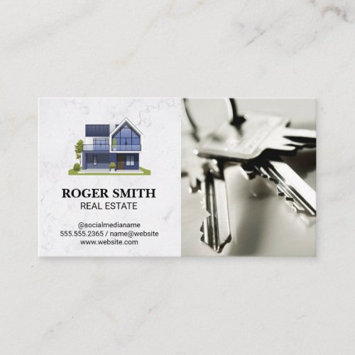 Modern House  White Marble  Keys Business Card