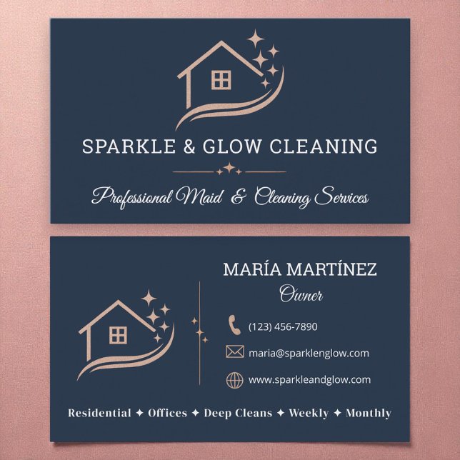 Modern Housekeeping and Cleaning Services Business Card (Creator Uploaded)