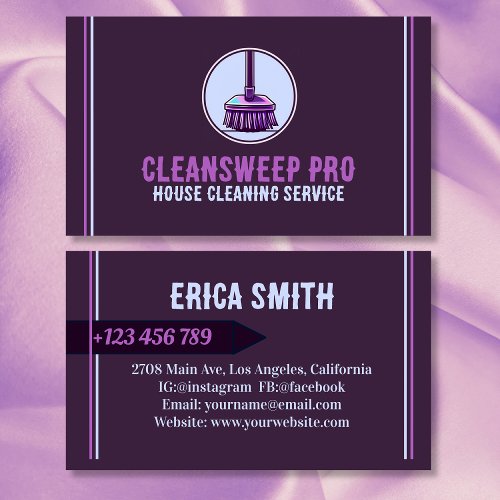Modern Housekeeping Cleaner Maid Service Logo Business Card