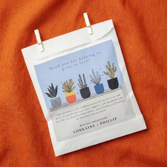 Modern Houseplant Thank You Wedding Favor Bag (Modern Houseplant Thank You Wedding Favor Bag.)