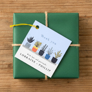 Modern Houseplant Thank You Wedding Favor Bag Tags