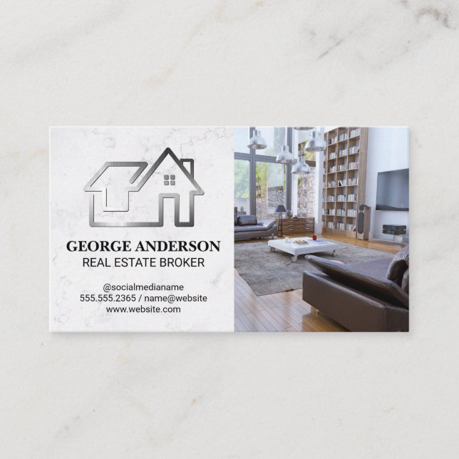 Modern Houses Logo | Home Interior | Real Estate Business Card (Front)