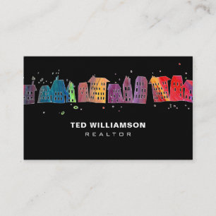 Modern Houses Real Estate Professional Black Business Card