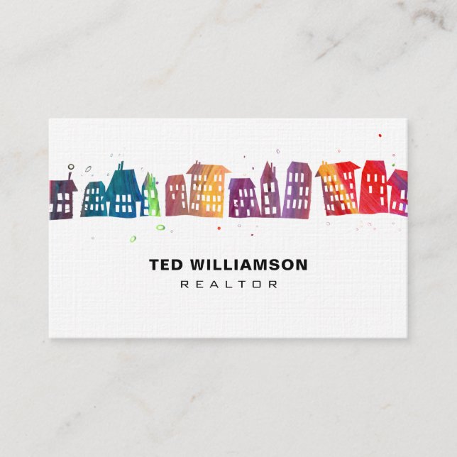 Modern Houses Real Estate Professional Realtor Business Card (Front)