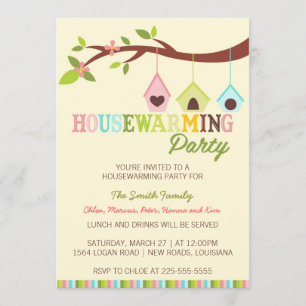 Modern Housewarming Bird Houses Invitation