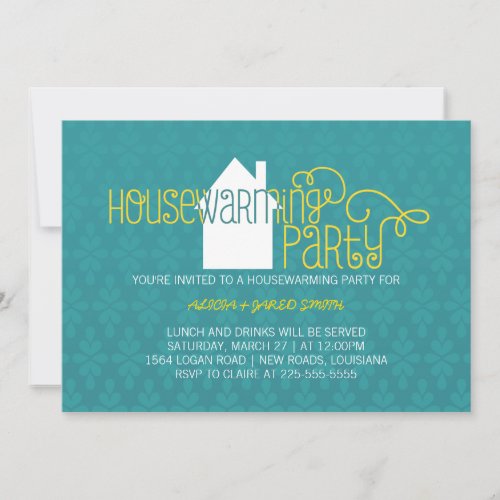 Modern Housewarming Party Blue and Yellow Custom Announcements