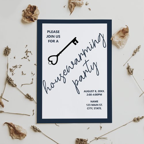 Modern Housewarming Party Invitation  Navy Blue