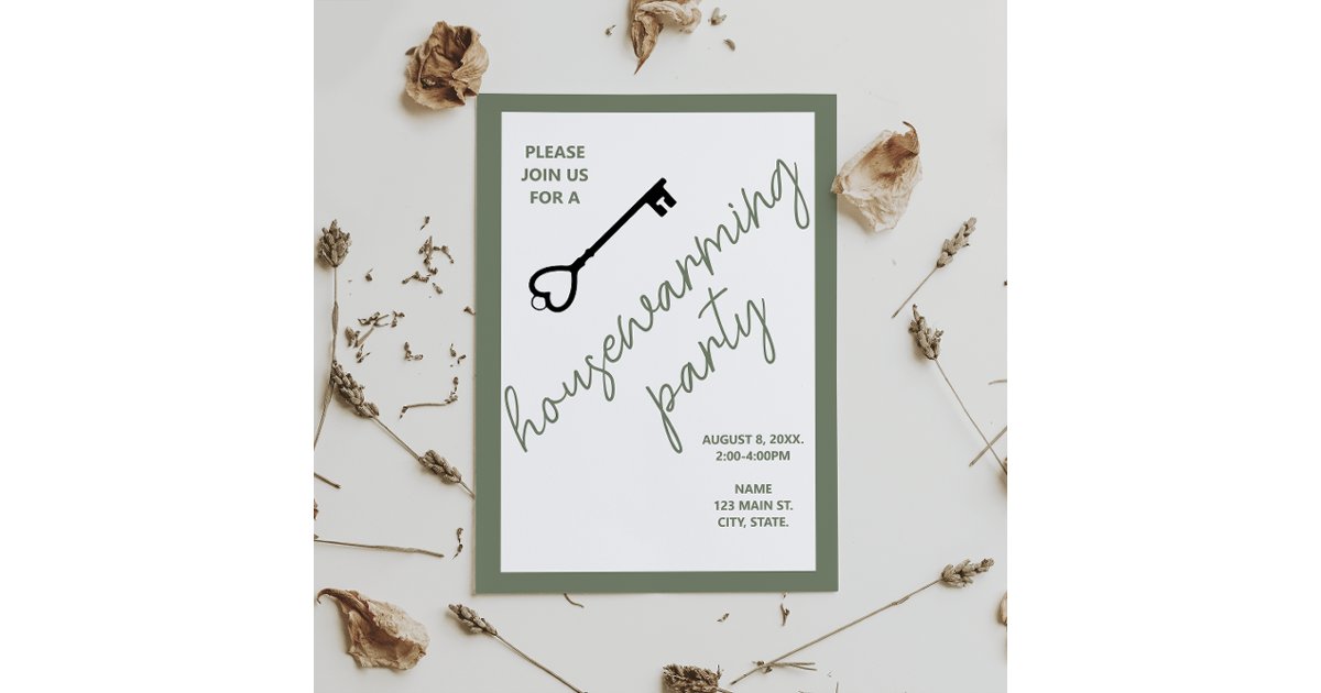 Modern Housewarming Party Invitation | Sage Green | Zazzle
