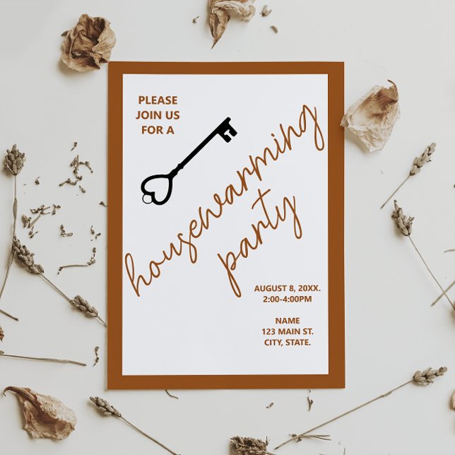 Modern Housewarming Party Invite | Burnt Orange (Creator Uploaded)