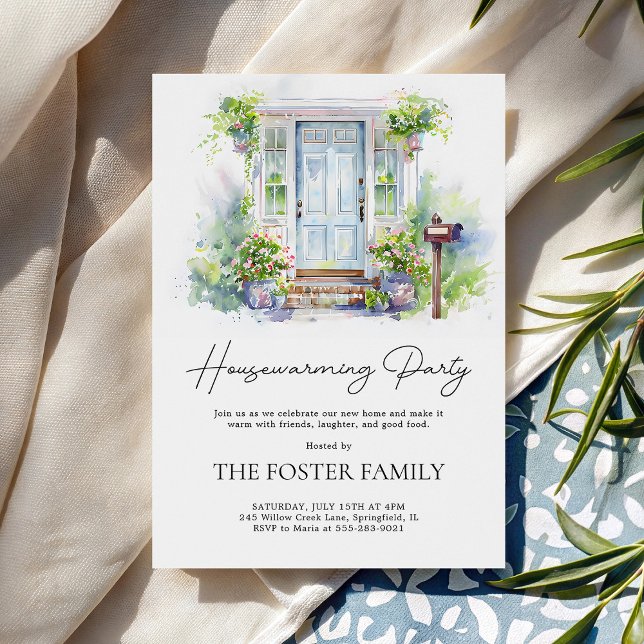 Modern Housewarming Party Simple Watercolor Invitation (Creator Uploaded)