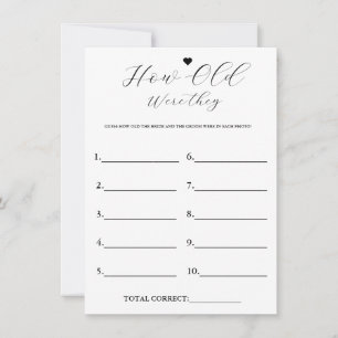 Modern How Old were they bridal Shower Game Card