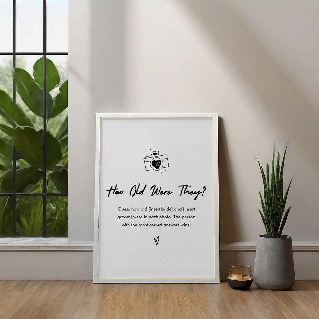 Modern How Old Were They Bridal Shower Game Sign (Creator Uploaded)